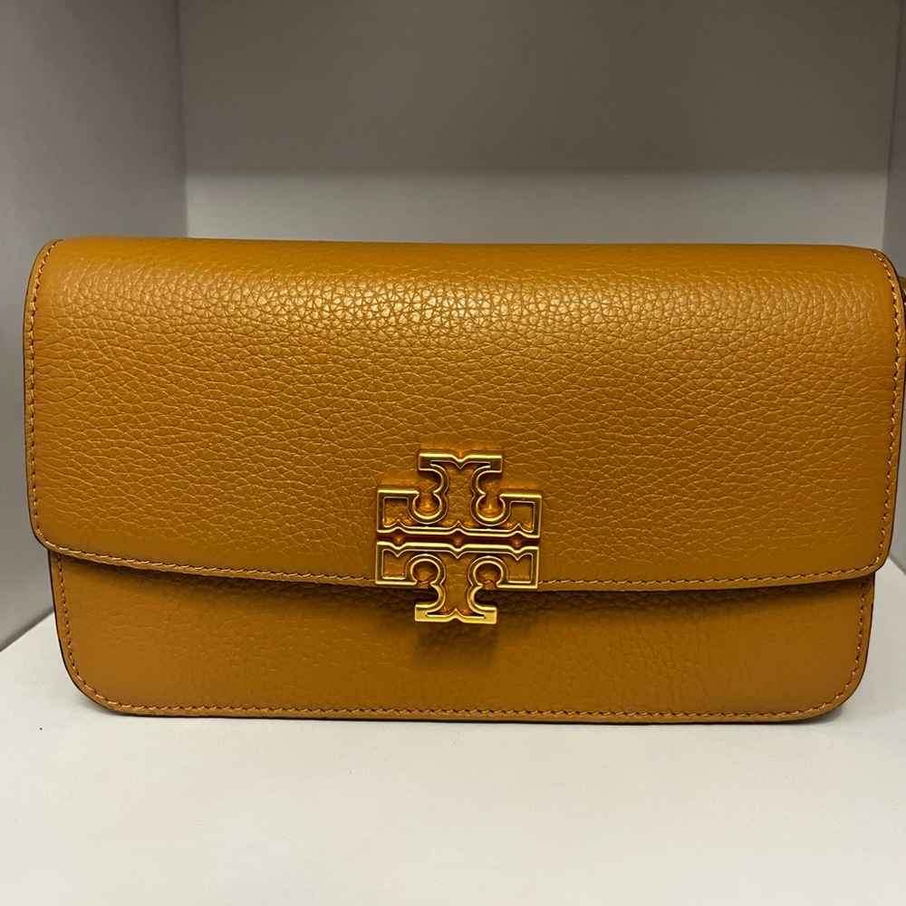 Original Tory Burch Britten Leather Convertible Chain Wallet Wristlet/Crossbody